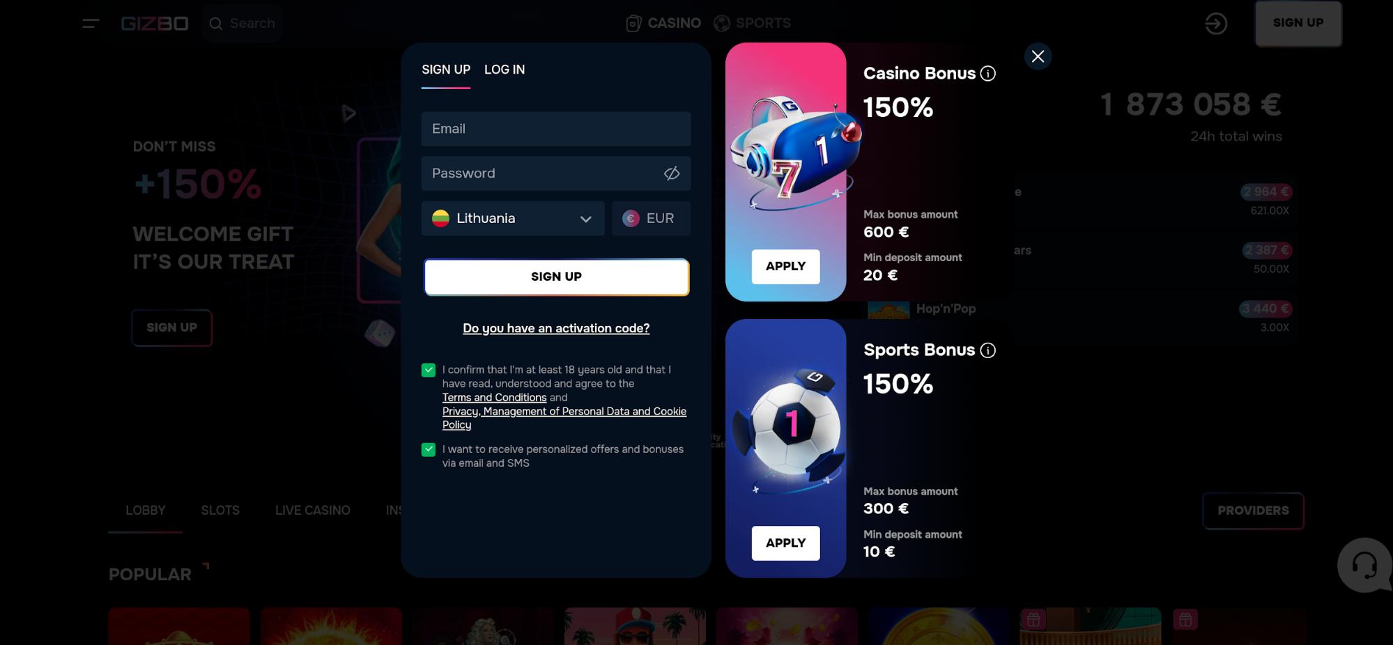 Bilder Gizbo Casino